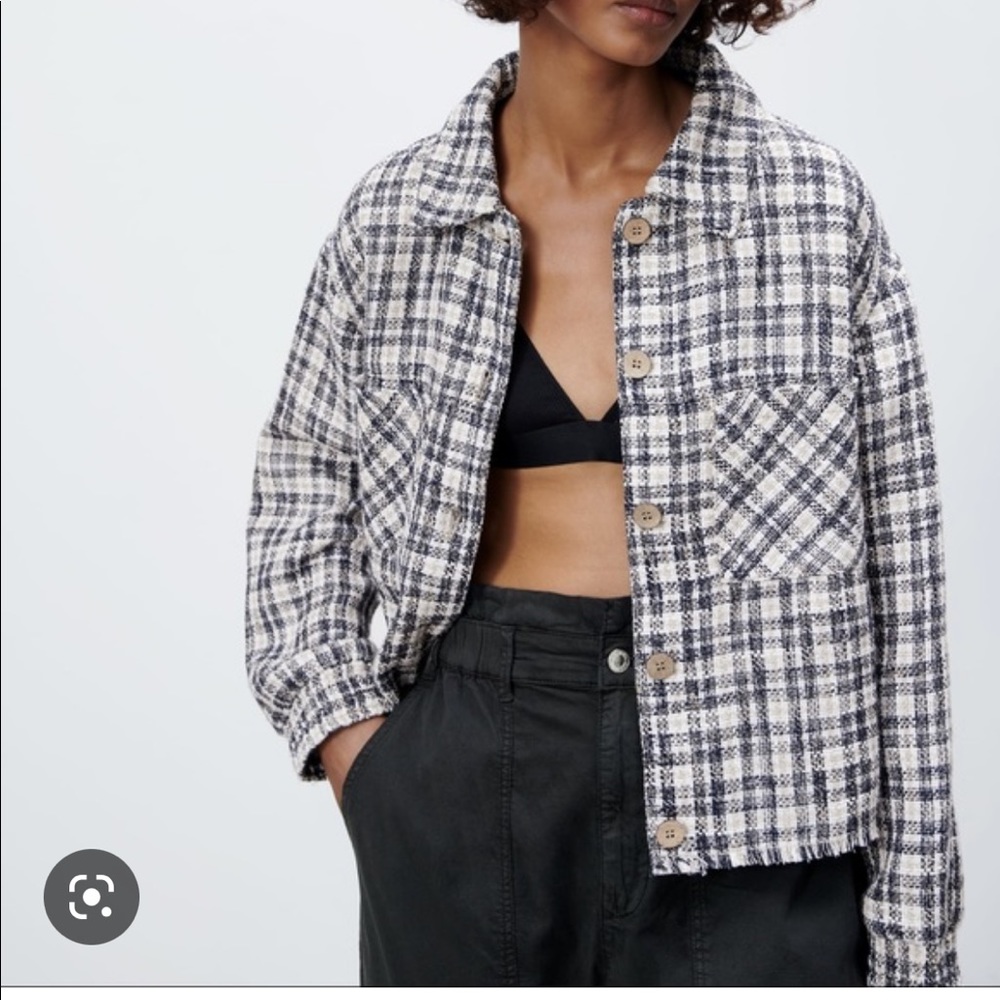 Zara Textures Plaid Overshirt